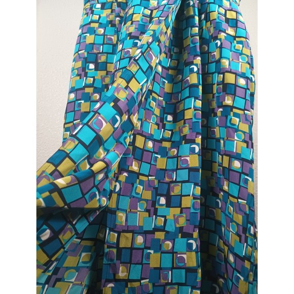 Robbie Bee 100% Silk Sz 10 Maxi Shirt Dress Check Blue Lined Belt Buttoned - Picture 15 of 16